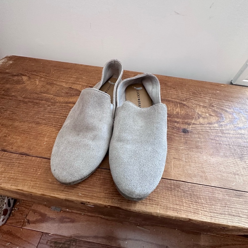 Lucky brand Taupe Suede Slip-On Shoes